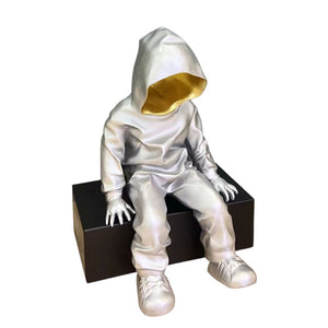 Adorno Sitting Spaceman silver/gold 35cm