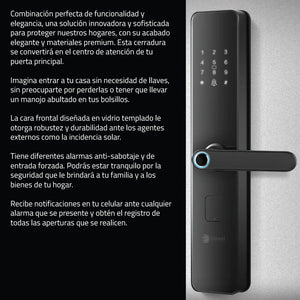 Cerradura manija WiFi Defender black con 5 modos apertura