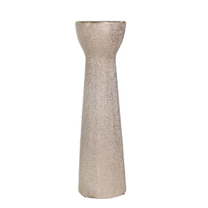 CERAMIC 14" BEAD CANDLE HOLDER CHAMPAGNE
