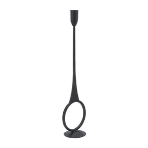 METAL 16"H ROUND TAPER CANDLE HOLDER BLACK