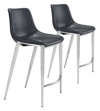 Load image into Gallery viewer, Magnus Counter Chair (Set of 2) Black &amp; Silver