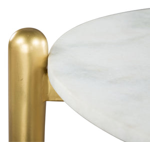 Mina Side Marble Table White & Gold