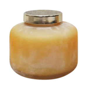 5" CANDLE ON FROSTED GLASS PEACH 22OZ