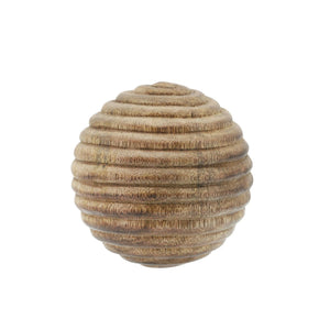4" WOODEN ORB WITH RIDGES NATURAL - Versatile Home
