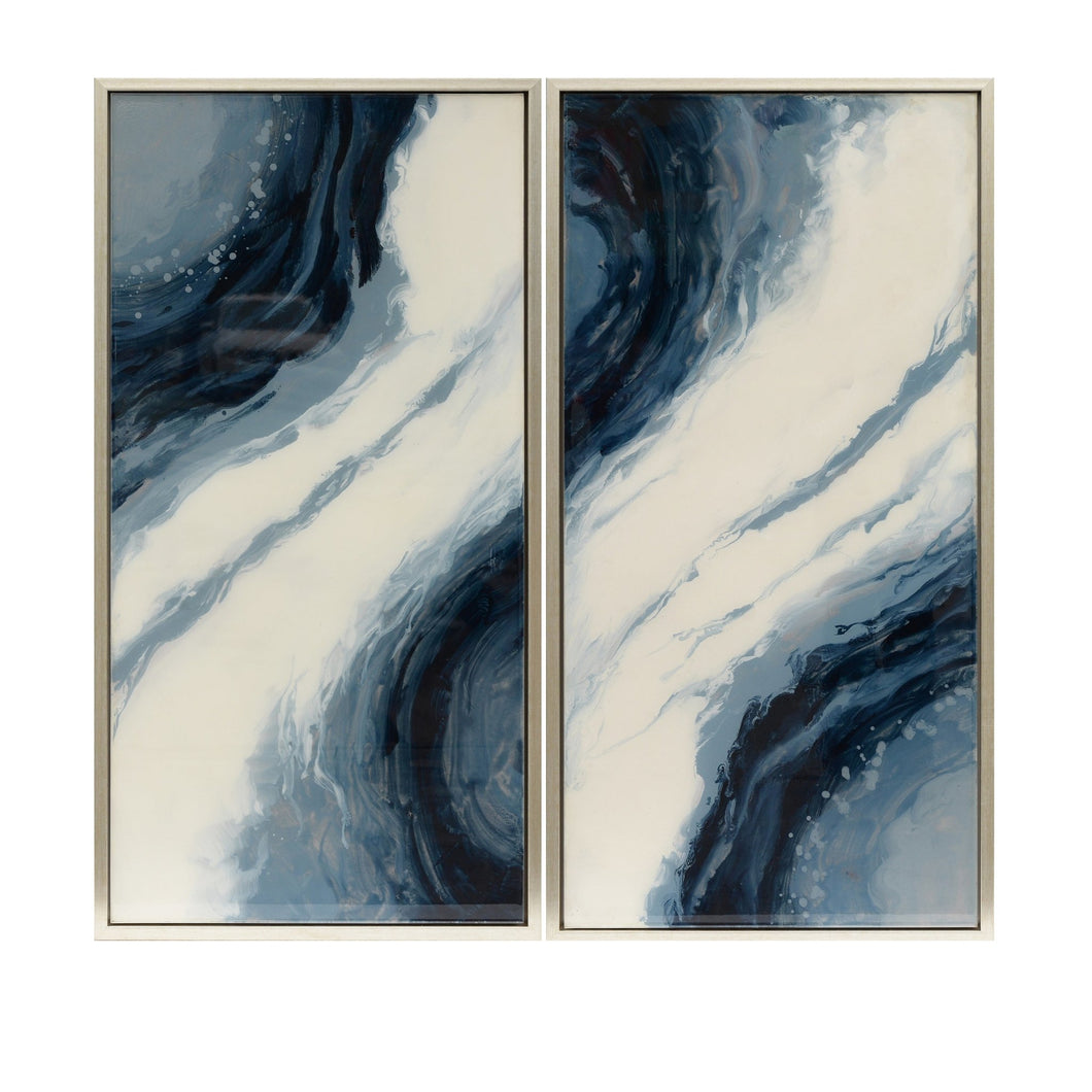 42X22 (SET OF 2) ABSTRACT OIL PAINTING BLUE/WHITE - Versatile Home