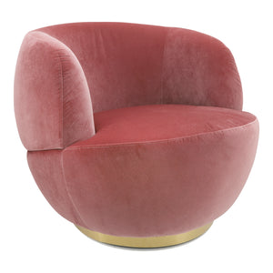 VELVETEEN SWIVEL CHAIR WITH GOLD BASE PINK