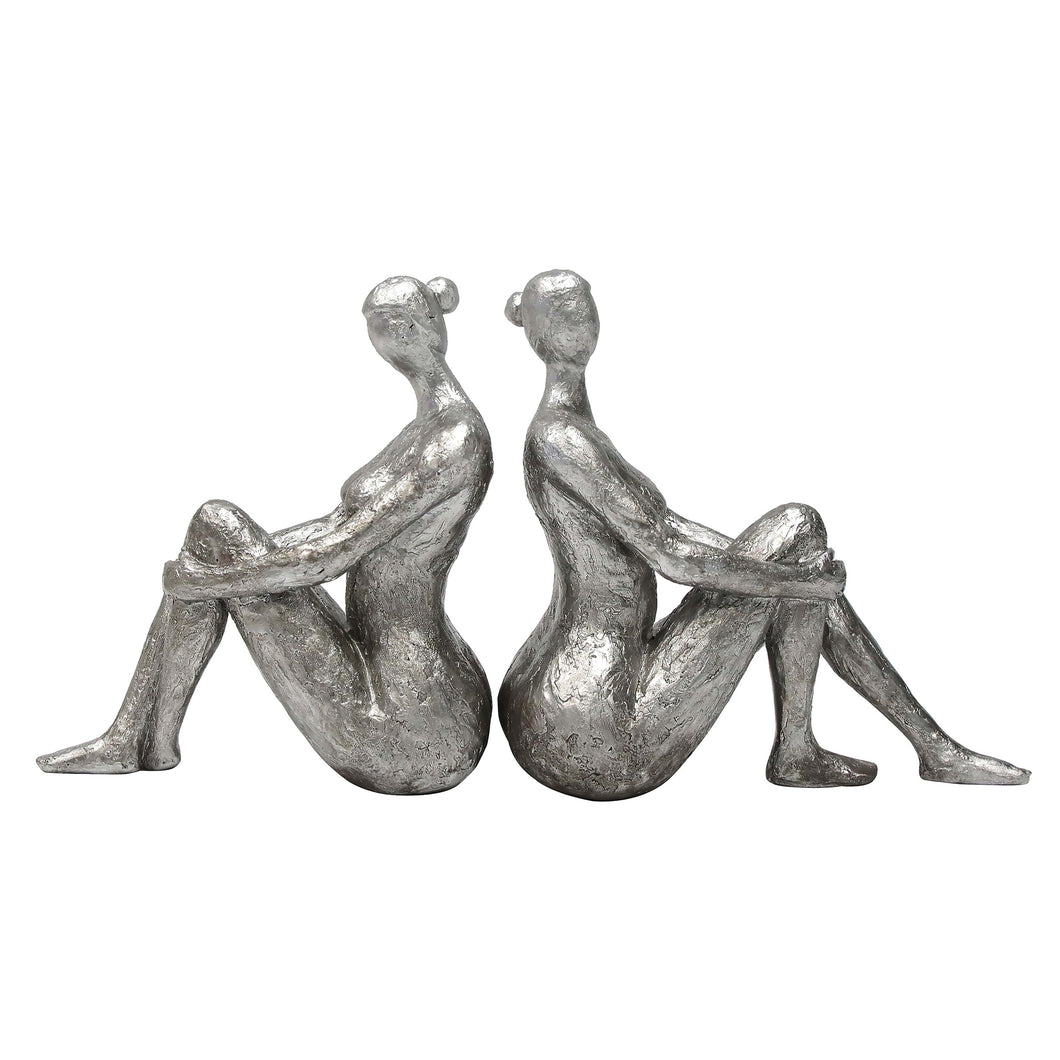 RESIN (SET OF 2) SILVER LADY BOOKENDS
