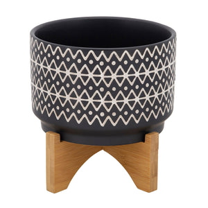 7" ABSTRACT PLANTER ON STAND BLACK - Versatile Home