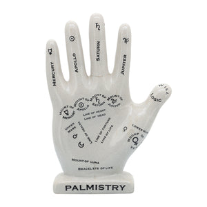 PORCELAIN 12" PALMISTRY HAND DECO WHITE