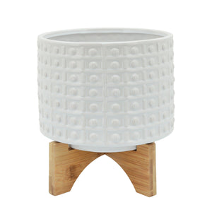 8" DOTTED PLANTER WITH STAND WHITE - Versatile Home