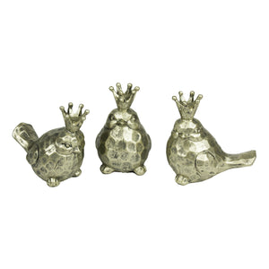(SET OF 3) GOLD BIRDS WITH CROWNS