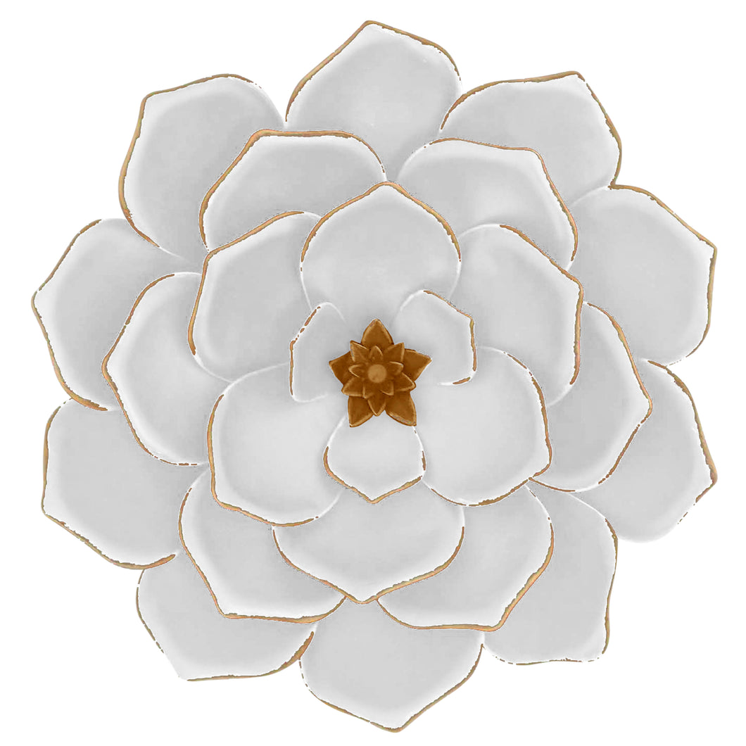 METAL 17” MULTI-LAYER FLOWER WALL DECO WHITE/GOLD