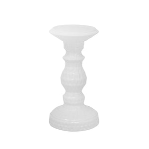 DIMPLED WHITE CANDLE HOLDER 8"