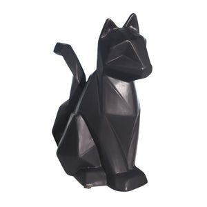 CERAMIC 10" MODERN CAT FIGURINE BLACK