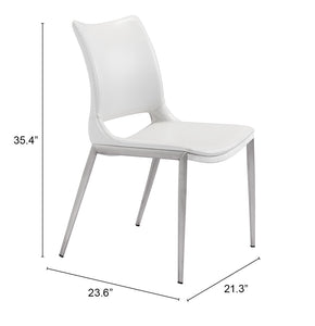 Ace Dining Chair (Set of 2) White & Silver - Versatile Home