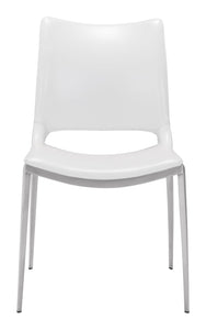 Ace Dining Chair (Set of 2) White & Silver - Versatile Home