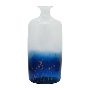 GLASS 16''H TWO TONED VASE WHITE/BLUE