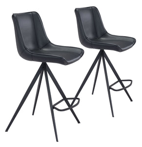 Aki Counter Chair (Set of 2) Black - Versatile Home