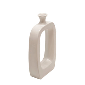 CERAMIC 14" VASE WITH CUT-OUT WHITE - Versatile Home