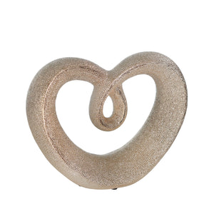 CERAMIC 8" BEADED HEART ACCENT CHAMPAGNE - Versatile Home
