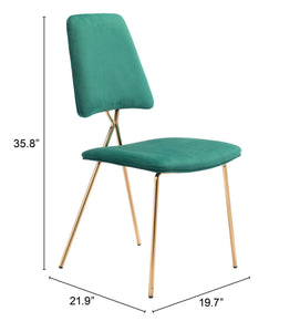 Chloe Dining Chair (Set of 2) Green & Gold - Versatile Home