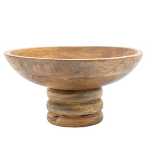WOOD 12" BOWL WITH STAND BROWN
