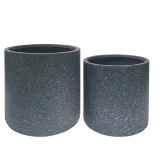 RESIN (SET OF 2) 13/16"D ROUND NESTED PLANTERS GRAY