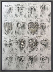 36X48 HEARTS HAND PAINTED CANVAS GRAY