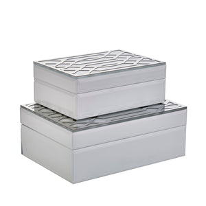EC (SET OF 2) WHITE/SILVER BOXES - Versatile Home