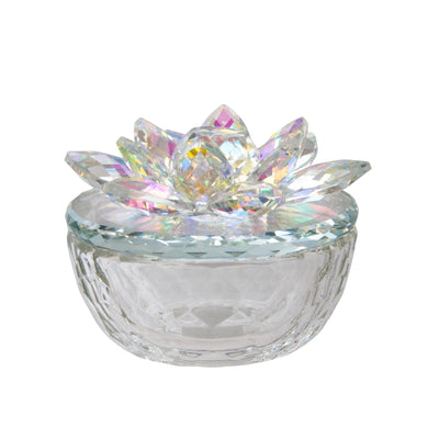 GLASS TRINKET BOX CLEAR WITH RAINBOW - Versatile Home