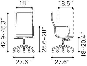 Glider High Back Office Chair White - Versatile Home