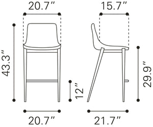 Magnus Bar Chair (Set of 2) Black & Silver - Versatile Home