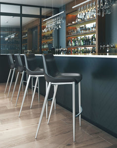 Magnus Bar Chair (Set of 2) Black & Silver - Versatile Home