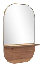 Load image into Gallery viewer, Meridian Shelf Mirror Gold &amp; Brown - Versatile Home