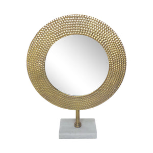 METAL 21" HAMMERED MIRROR ON STAND GOLD - Versatile Home