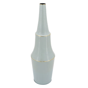 METAL 33"H VASE WITH GOLD TRIMS GRAY - Versatile Home