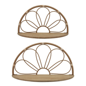 METAL (SET OF 2) 11/13" ARCHED FLOWER WALL SHELVES BROWN - Versatile Home