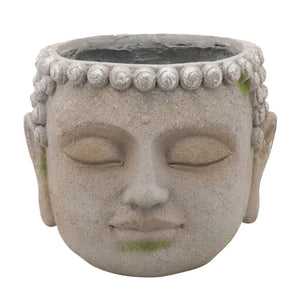 RESIN 11" BUDDHA HEAD PLANTER GRAY - Versatile Home