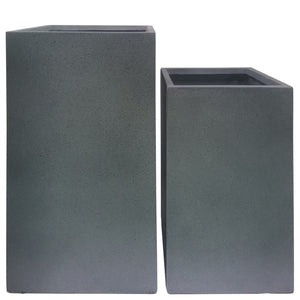 RESIN (SET OF 2) 11/13"D SQUARE NESTED PLANTERS DK GRAY - Versatile Home