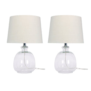 (SET OF 2) 17" GLASS TABLE LAMPS CLEAR - Versatile Home