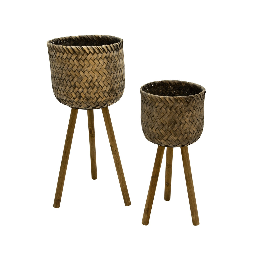 (SET OF 2) BAMBOO PLANTERS ON STANDS - Versatile Home