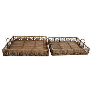 (SET OF 2) BAMBOO TRAYS 20/22" NATURAL - Versatile Home