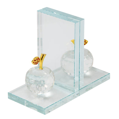(SET OF 2) CRYSTAL APPLE BOOKENDS CLEAR - Versatile Home
