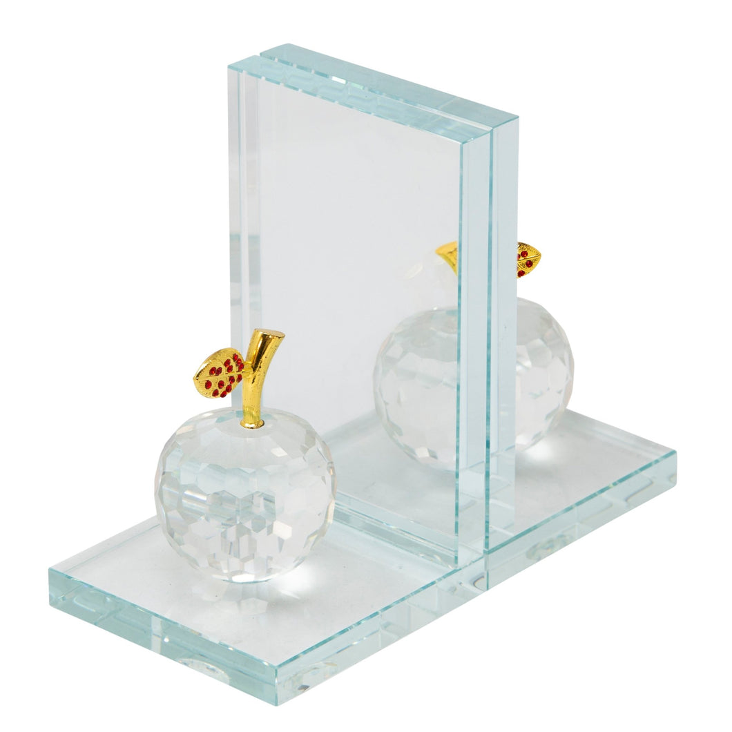 (SET OF 2) CRYSTAL APPLE BOOKENDS CLEAR - Versatile Home
