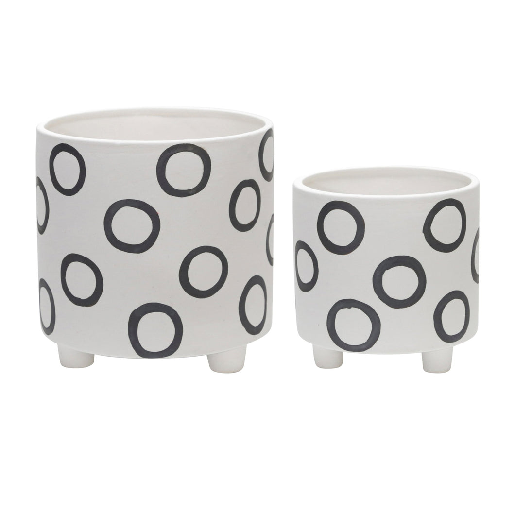 (SET OF 2) FOOTED PLANTER WITH CIRCLES 6/8