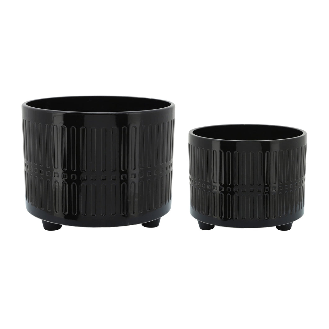 (SET OF 2) LINES FOOTED PLANTERS 10/12
