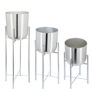 (SET OF 3) METAL PLANTERS ON STAND 40/30/20