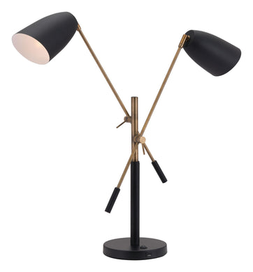 Tanner Table Lamp Matte Black & Brass - Versatile Home