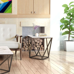 Tintern End Table White & Antique Brass - Versatile Home